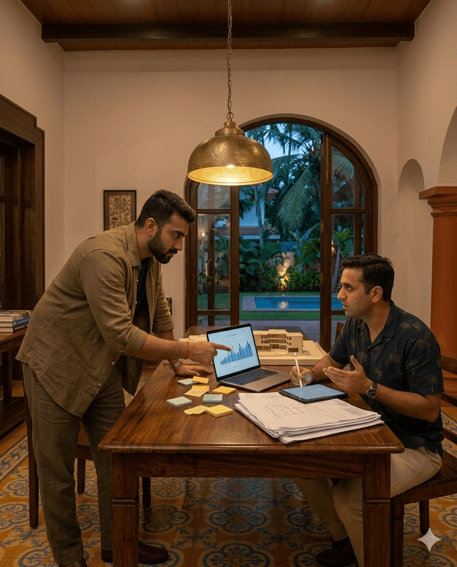 Founders deep in conversation around a table